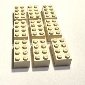 Vintage 1980's Lego Parts - White 2x4 - 9 Pieces (LGP-05)